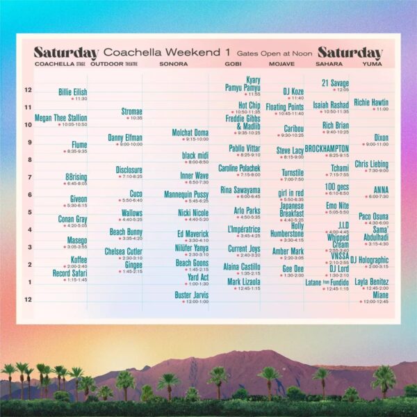 Coachella time table